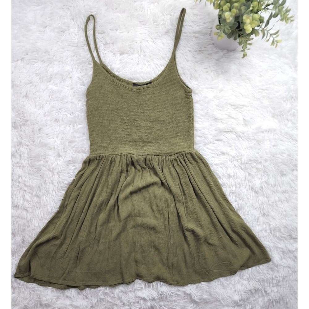 [499] Forever 21 Green Shirred Boho Cami Dress